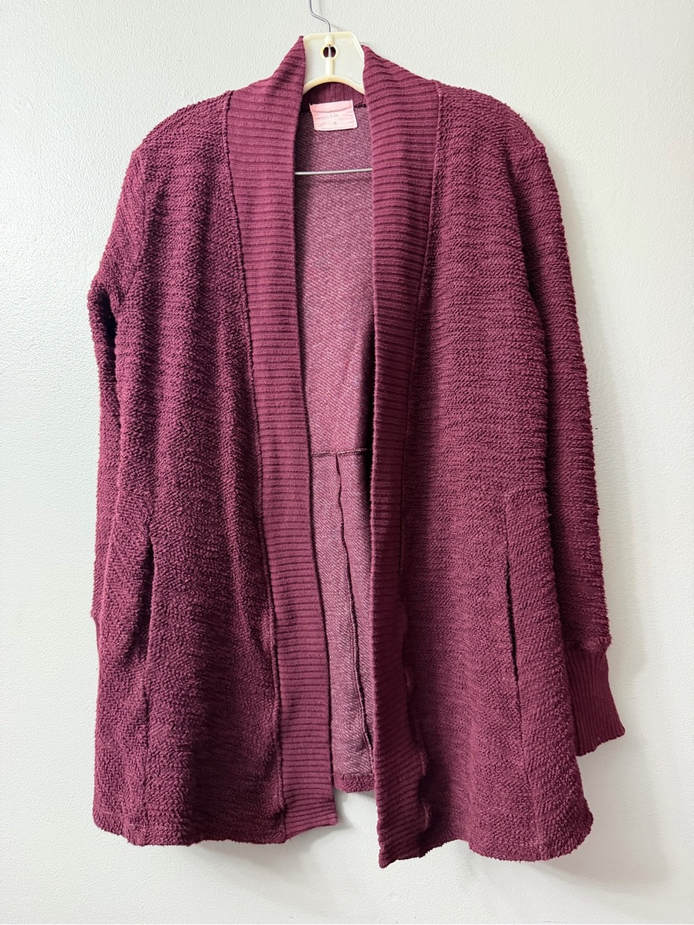 ANTHROPOLOGIE T.La BORDO TEXTURED OPEN FRONT ALMANDINE CARDIGAN JACKET Sz M